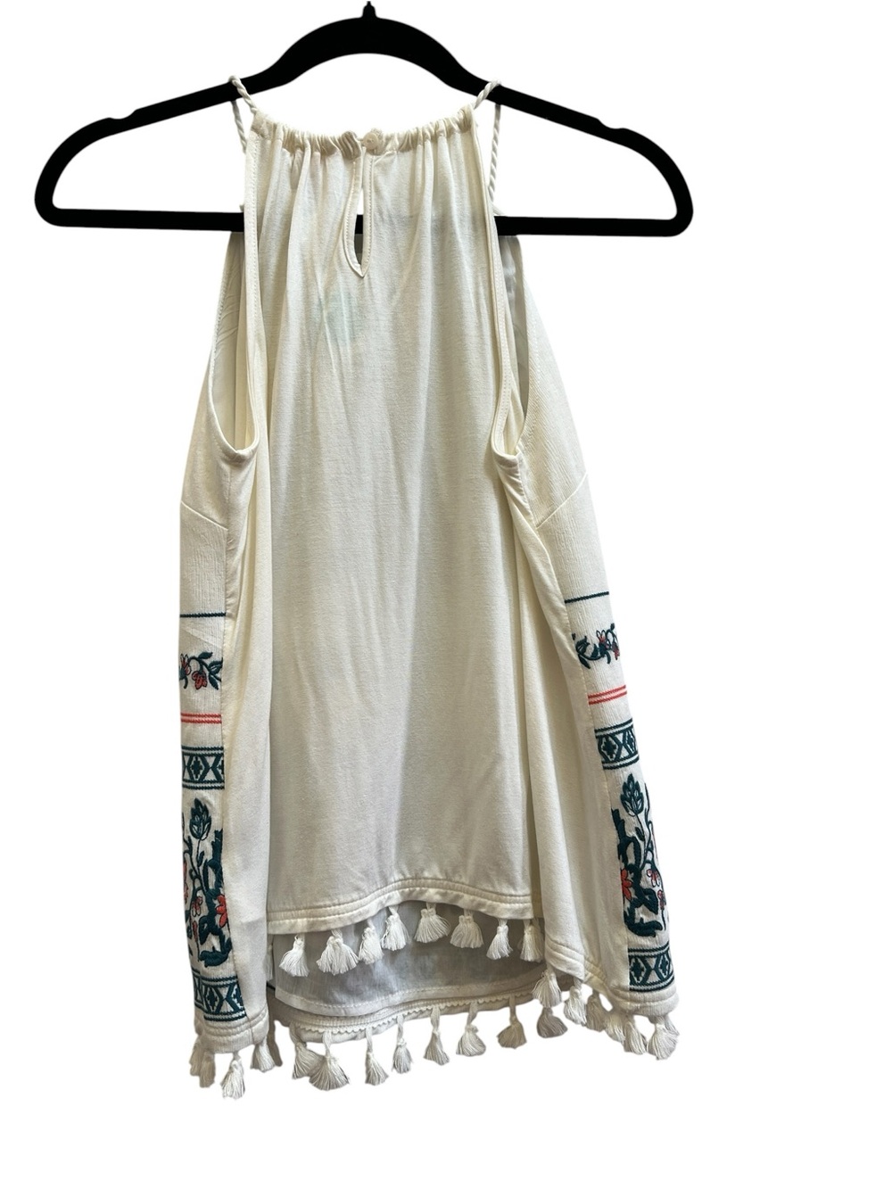 Skies Are Blue Embroidered Tassel Boho Sleeveless Top NWT Small Cottagecore - Picture 3 of 8